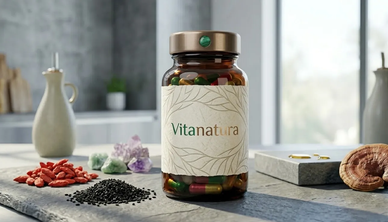 Vitanatura plant-based supplement bottle